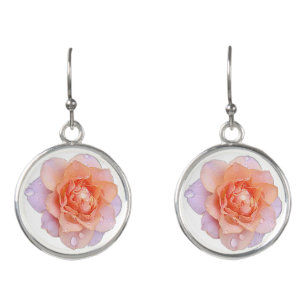 Orange Rose Earrings