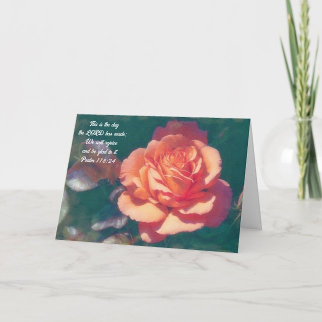 Orange Rose Faith Bible Verse Thinking of You Card (Front)