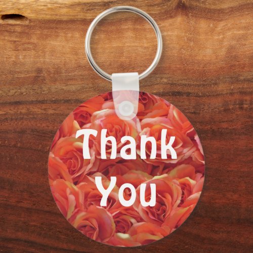 Orange Rose Floral Appreciation Thank You Keychain