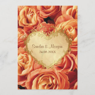 Orange Rose Floral Wedding Invitation