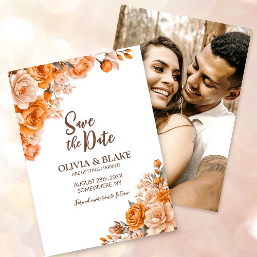 Orange Rose Floral Wedding Save The Date