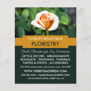 Orange Rose, Florist, Floristry Advertising Flyer