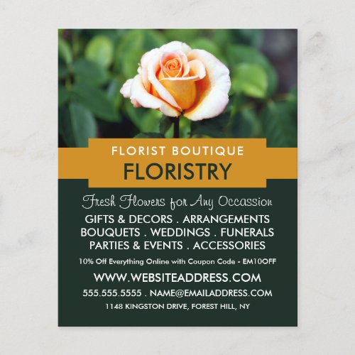 Orange Rose Florist Floristry Advertising Flyer