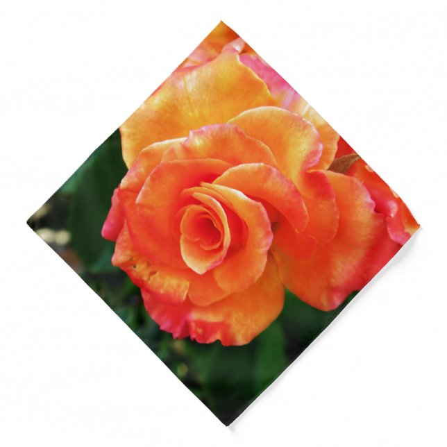 Orange rose flower bandana (Front)
