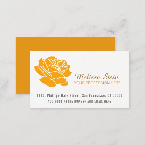 orange rose flower business card