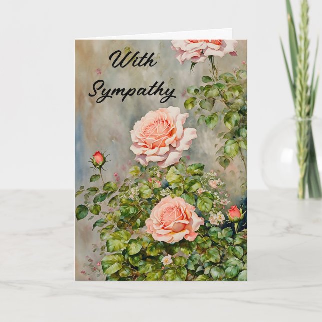 Orange Rose Flower Garden Sympathy Card (Front)