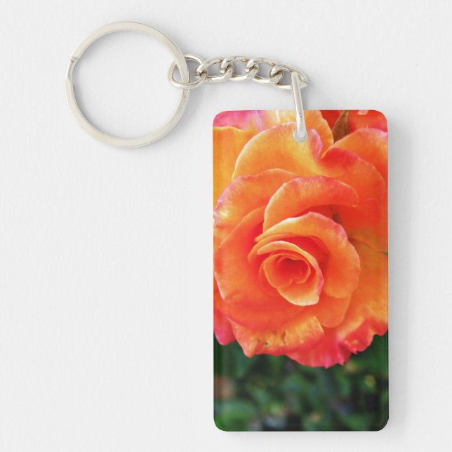 Orange rose flower keychain (Front)