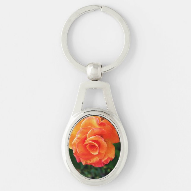 Orange rose flower keychain (Front)