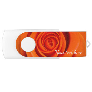 Orange rose flower USB swivel flash drive 8GB