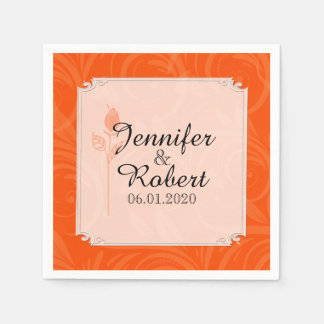 Orange Rose Graphic Wedding Napkin