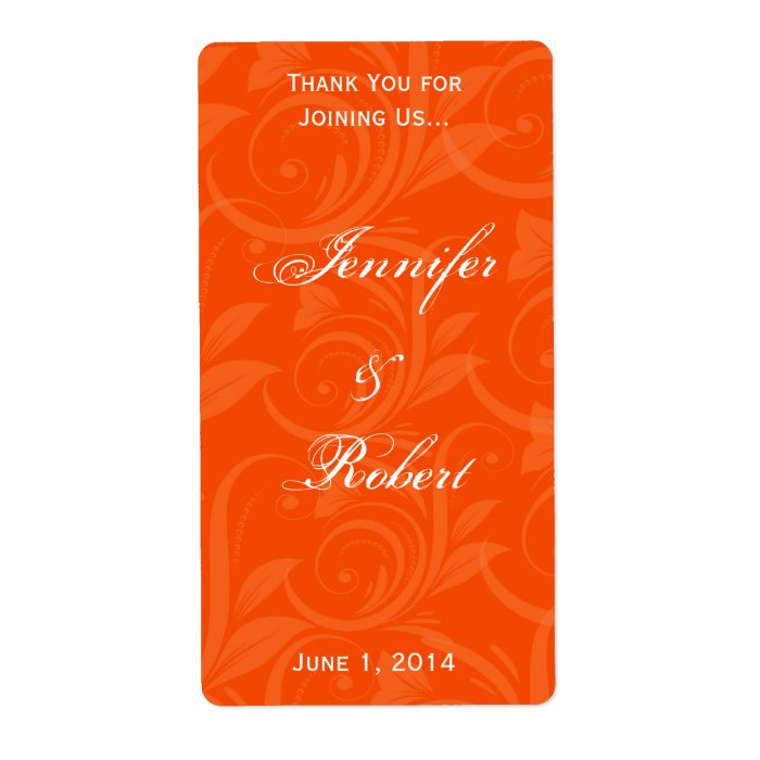 Orange Rose Graphic Wine Label