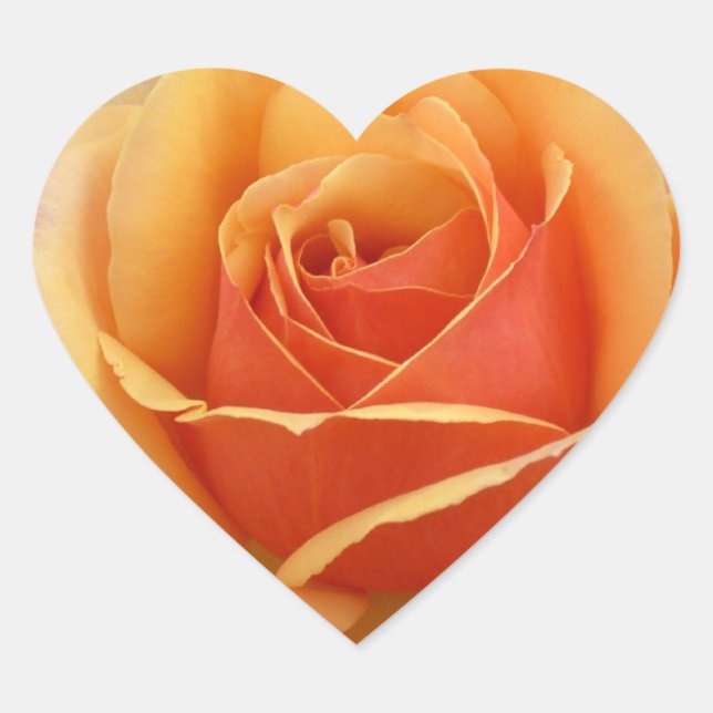 Orange Rose Heart Sticker (Front)