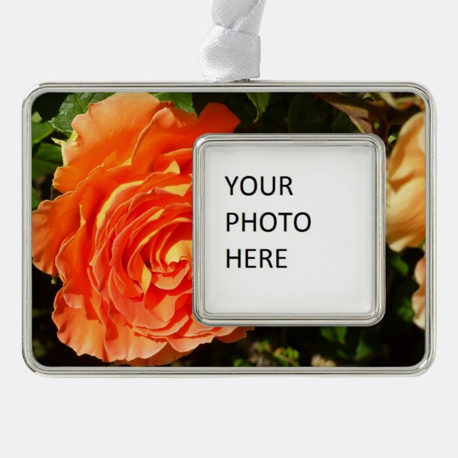 Orange Rose I Pretty Floral Christmas Ornament (Front)