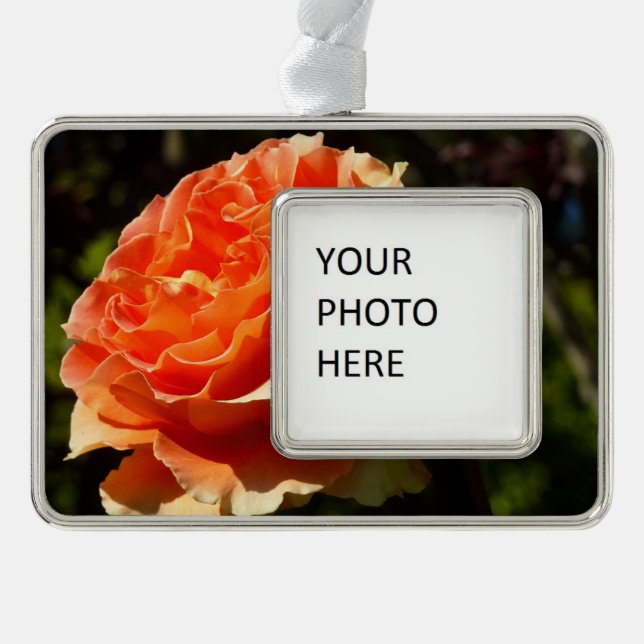 Orange Rose II Beautiful Floral Christmas Ornament (Front)