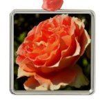 Orange Rose II Beautiful Floral Metal Ornament