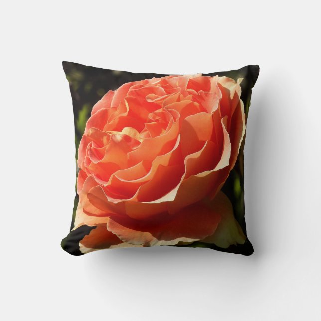 Orange Rose II Beautiful Floral Throw Pillow (Front)