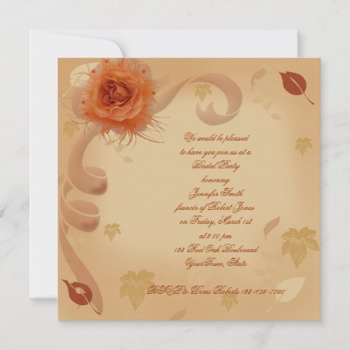 Orange Rose in the Fall Bridal Shower Invitation