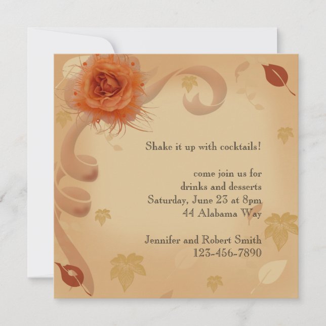 Orange Rose in the Fall Party Invitation (Front)