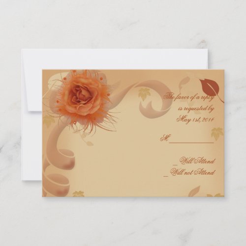 Orange Rose in the Fall Response card Custom Announcements