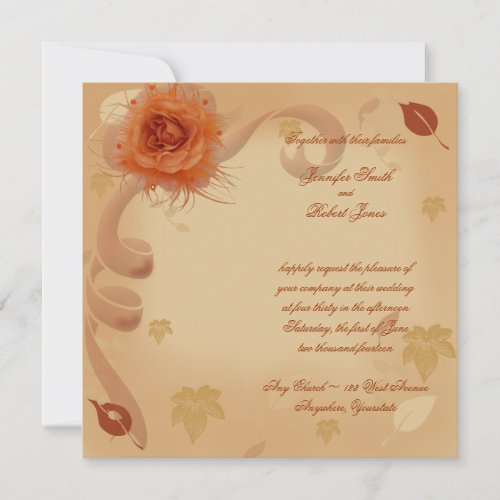 Orange Rose in the Fall Wedding Invitation
