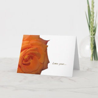 Orange Rose "Love You" Blank Greeting Card