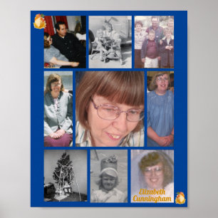 Orange Rose Loving Memory 9 Photo Memorial Poster