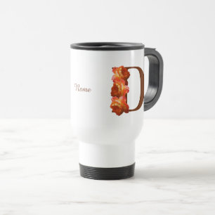 Orange Rose Monogram Initial D Personalized Travel Mug