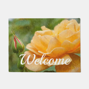 Orange Rose Painterly Welcome Doormat