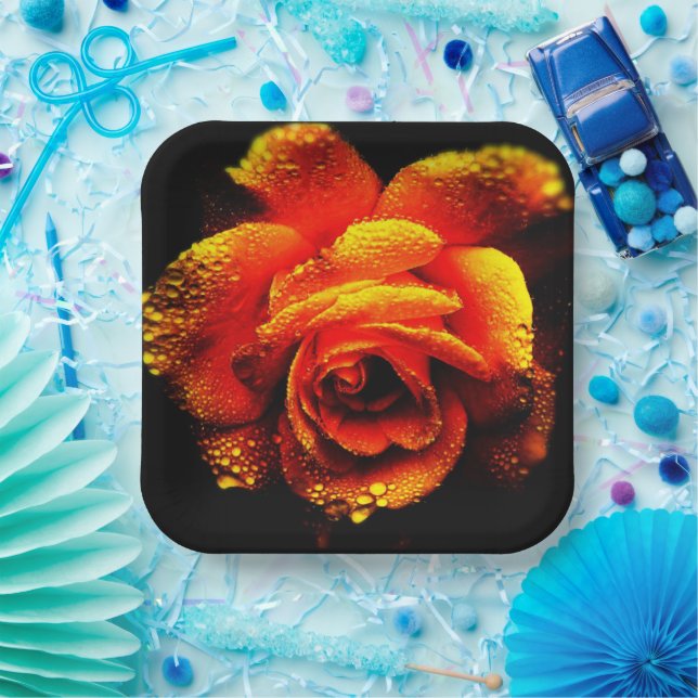 Orange Rose Paper Plates (Party)