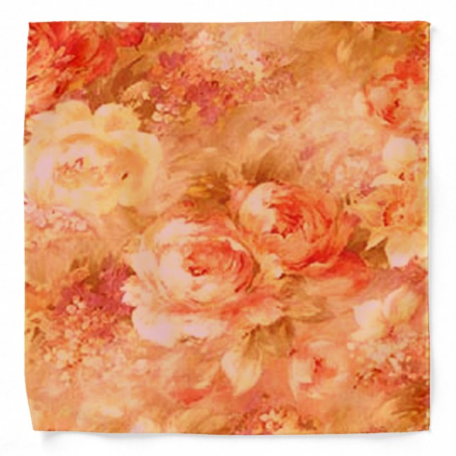 Orange Rose Pattern Bandana (Front)