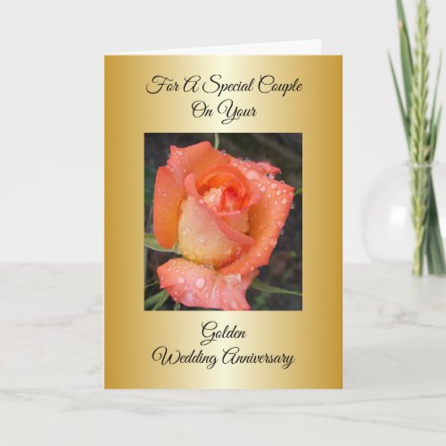 Orange Rose Personalised 50th Wedding Anniversary Card