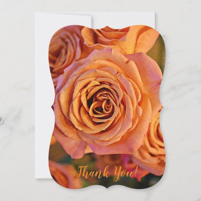 Orange Rose Pretty Thank You Flat Note Card (Front)