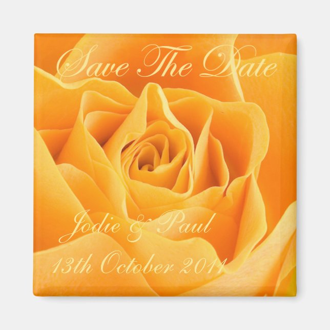 Orange Rose - Save The Date - Wedding - Engagement Magnet (Front)
