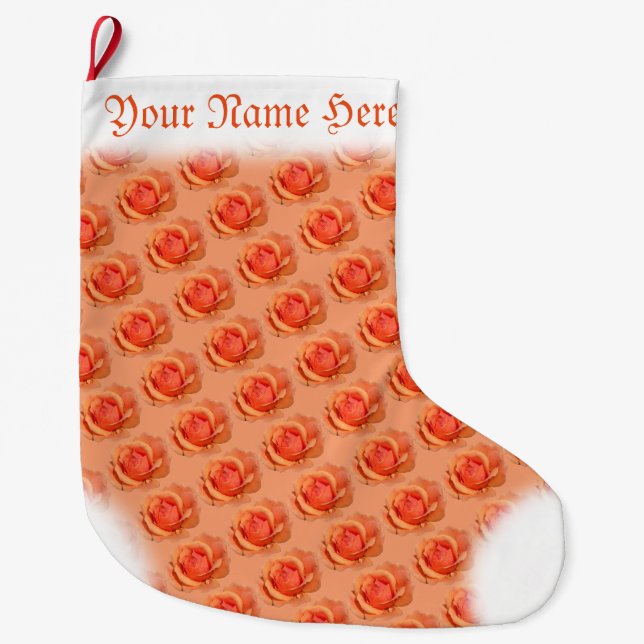 Orange Rose Stocking Christmas Customized Stocking (Front)