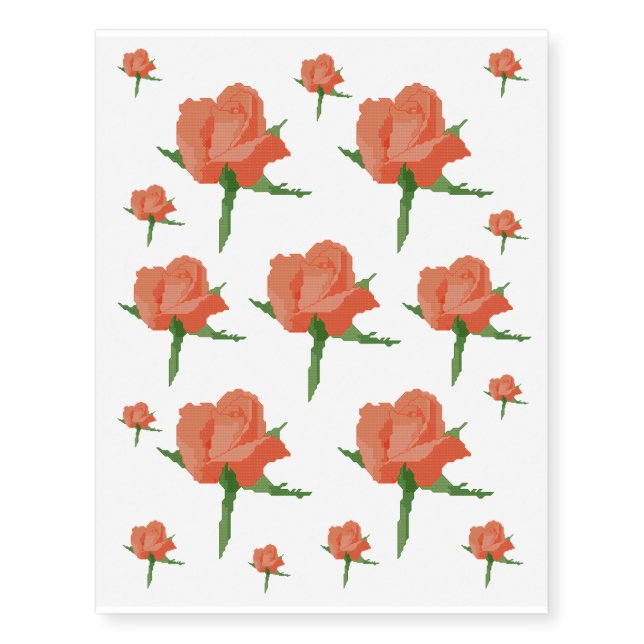 Orange Rose Temporary Tattoos (Front)