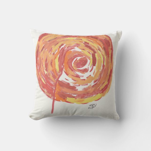 Orange Rose Throw Pillow (Front)