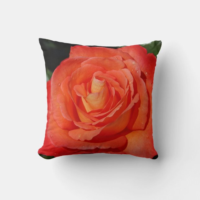 Orange rose throw pillow (Front)