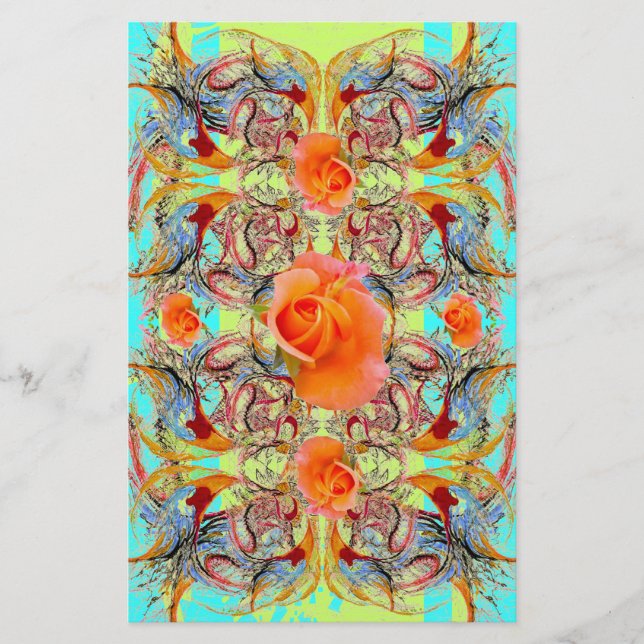 Orange Rose Victorian Scrapbook Craft Paper (Front)