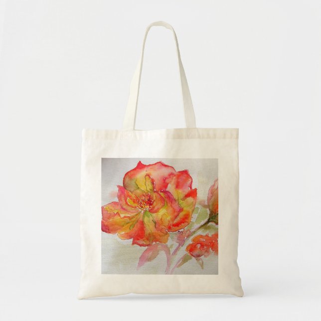 Orange Rose Watercolor Painting Tote Bag (Front)