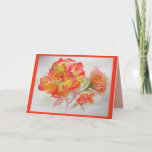 Orange Rose Watercolor Roses floral flowers Card