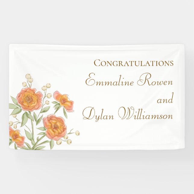 Orange Rose Wedding Banner (Horizontal)