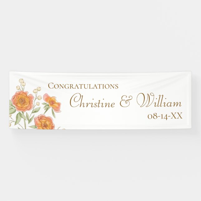 Orange Rose Wedding Banner (Horizontal)