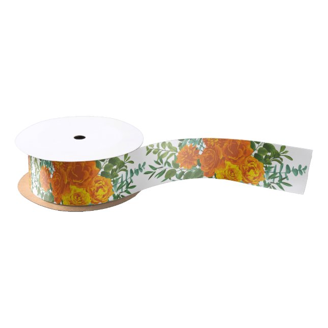 Orange Rose Wedding Elegant Beautiful Satin Ribbon (Spool)