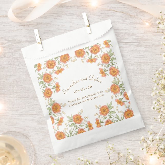 Orange Rose Wedding Favor Bag (Clipped)