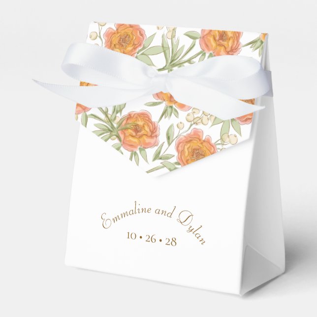 Orange Rose Wedding Favor Boxes (Front Side)