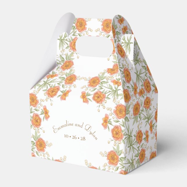 Orange Rose Wedding Favor Boxes (Front Side)