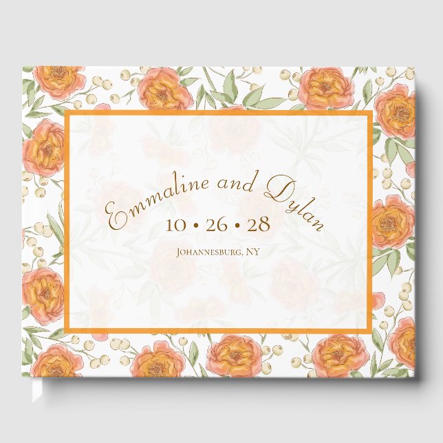 Orange Rose Wedding Guest Book (Front)