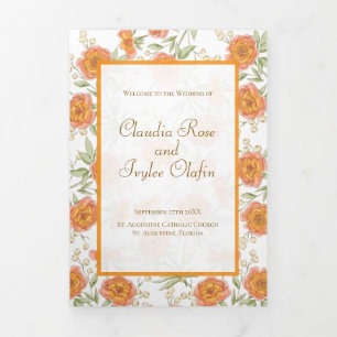 Orange Rose Wedding Programs