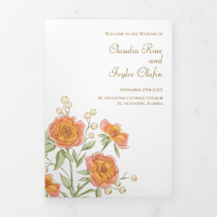 Orange Rose Wedding Programs