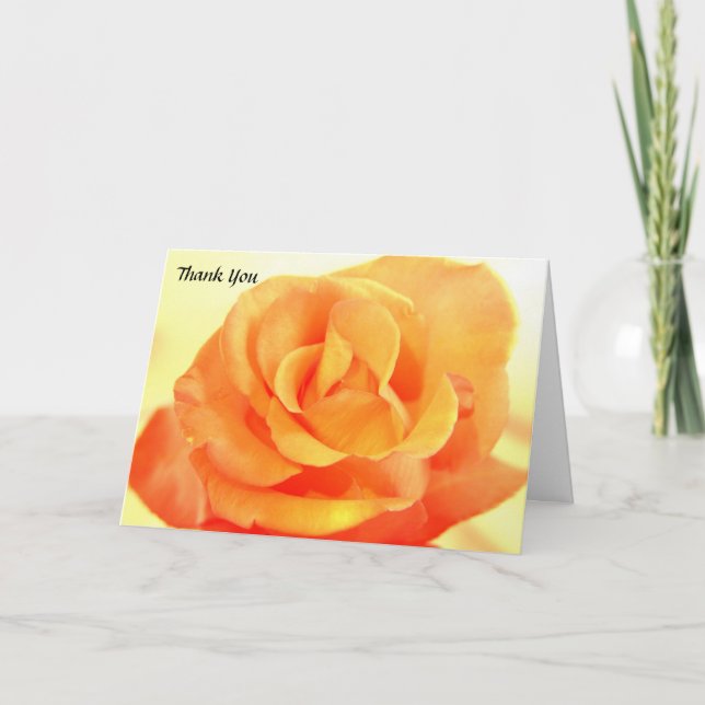 Orange Rose Wedding Thank You Card (Front)